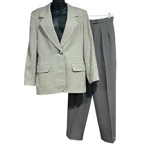 Casual Corner Gray Grey Gingham Pant Pants Suit Women’s Size 10
